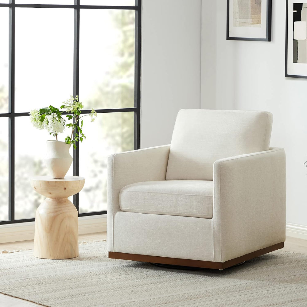 CHITA Swivel Accent Chair, FSC Certified Wood Frame, Fully Assembled, Linen |...