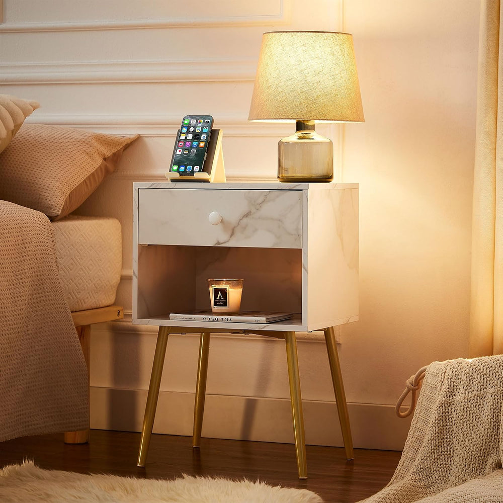 VECELO Nightstands Set of 2, Mid Century Modern End Bedside Table, Night Stan...