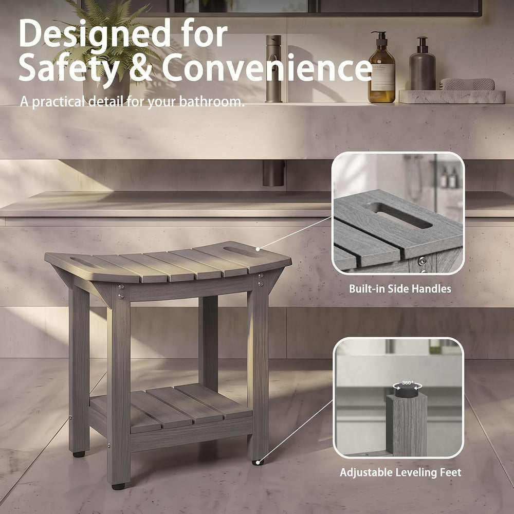 Waterproof HDPS 18.7" Shower Bench, Shower Chair for Inside Shower, Gray
