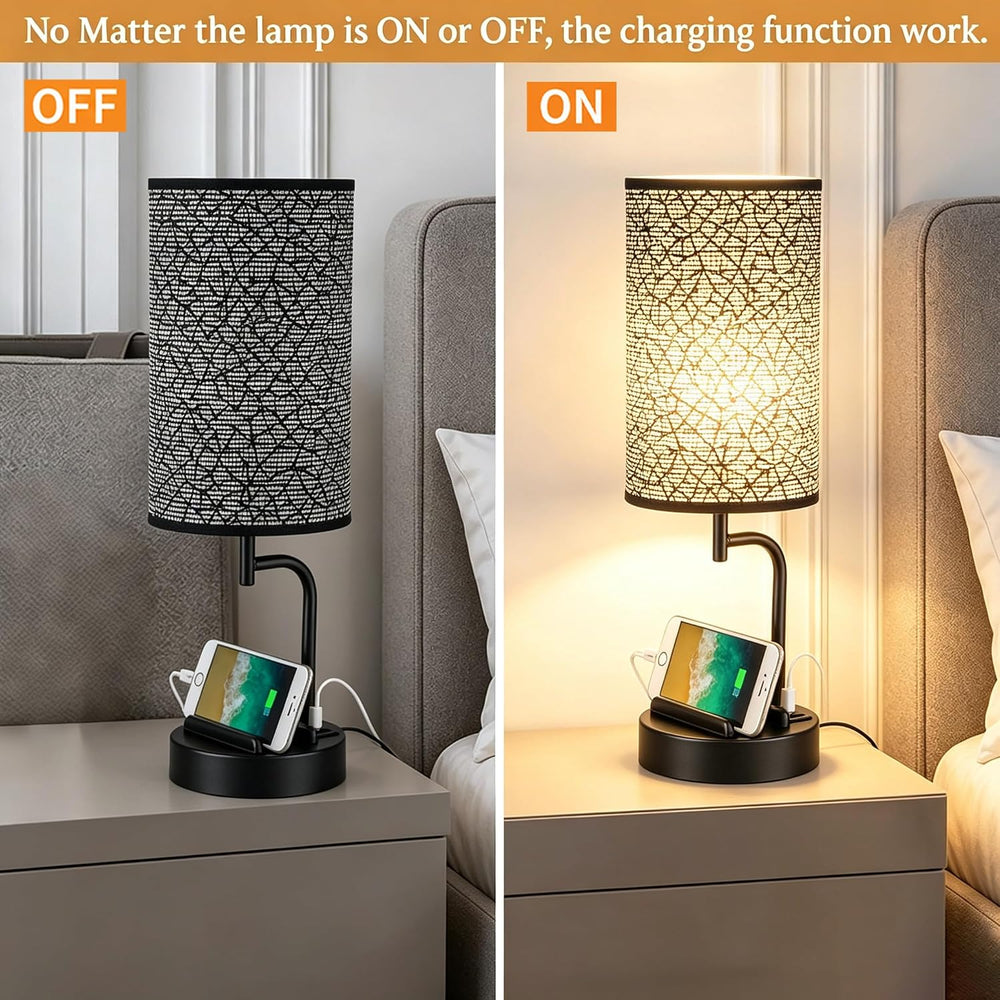 Dreamholder Touch Control USB Table Lamp with USB C/A & AC Outlet, 3-Way ...