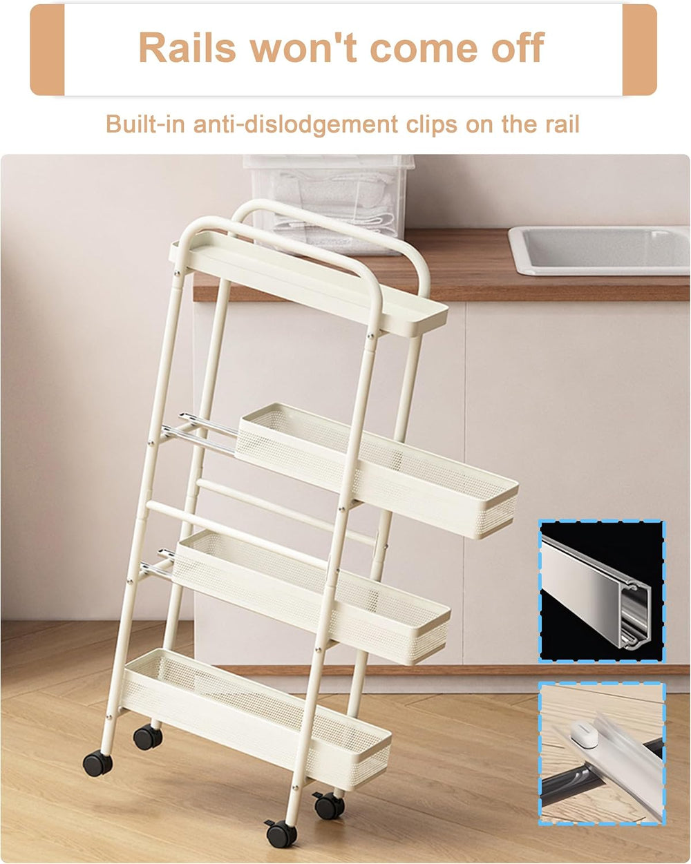 UMDONX 4-Tier Narrow Mobile Storage Cart with Pull-Out Baskets | The Multifun...
