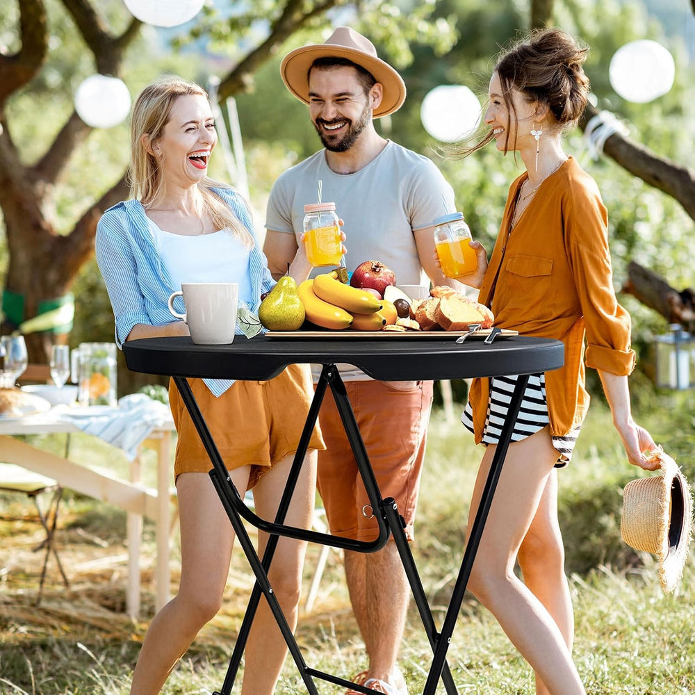 32in Cocktail Table, Folding Round High Top Indoor Outdoor Use, Foldable Bar ...