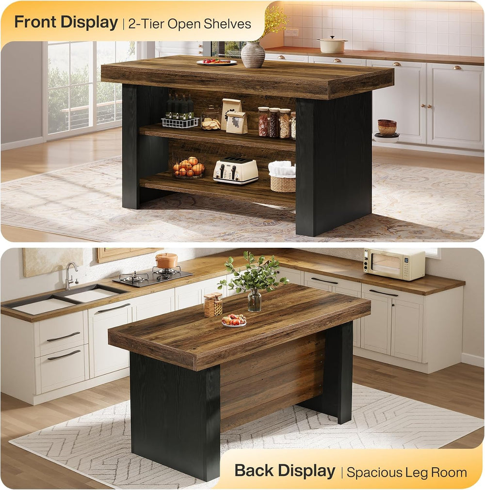 Tribesigns 55-Inch Kitchen Island with Storage, Farmhouse Center Island Table...