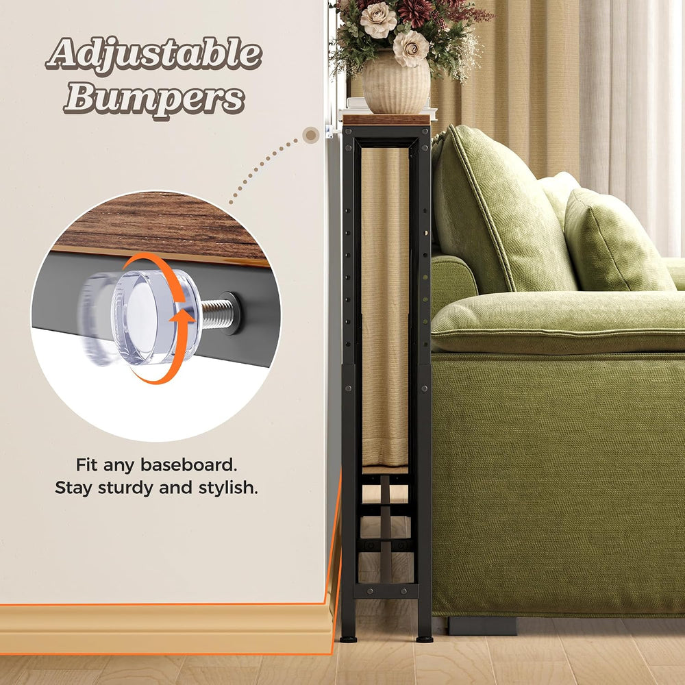 Huuger Narrow Console Table with Power Outlets & USB-C, Rustic Brown | 23...