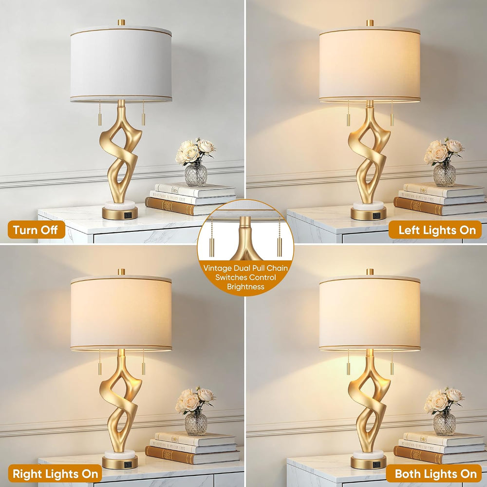 ROTTOGOON Gold Table Lamps for Living Room Set of 2, Modern Nightstand Lamps ...