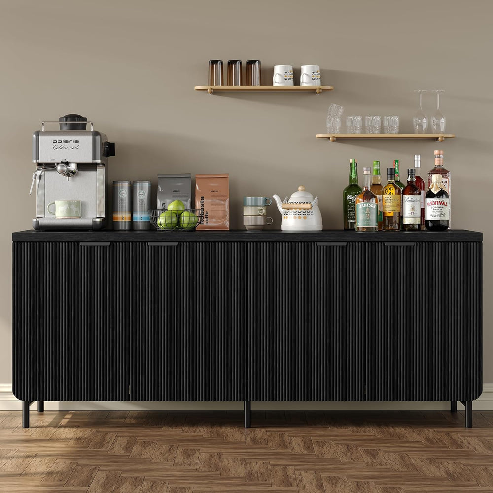 Furniouse 66.2''W Large Fluted Buffet Cabinet with 4 Doors & Shel...