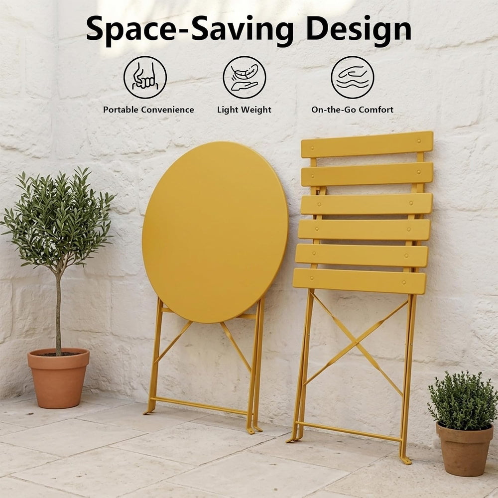 Bistro Table & Chairs Set of 2, Folding Outdoor Patio Furniture