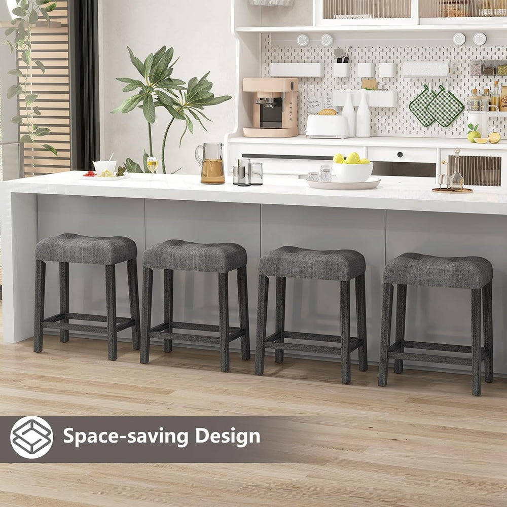Giantex 24" Bar Stools Set of 4, Backless Counter Height Saddle Bar Stoo...