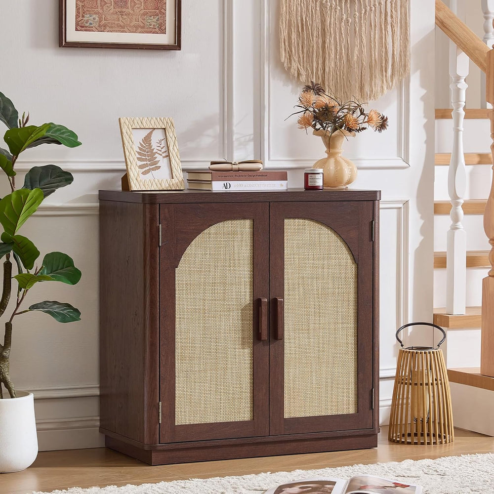 LEYAOYAO Rattan Sideboard Buffet Cabinet with Storage, 31.5" Coffee Bar ...