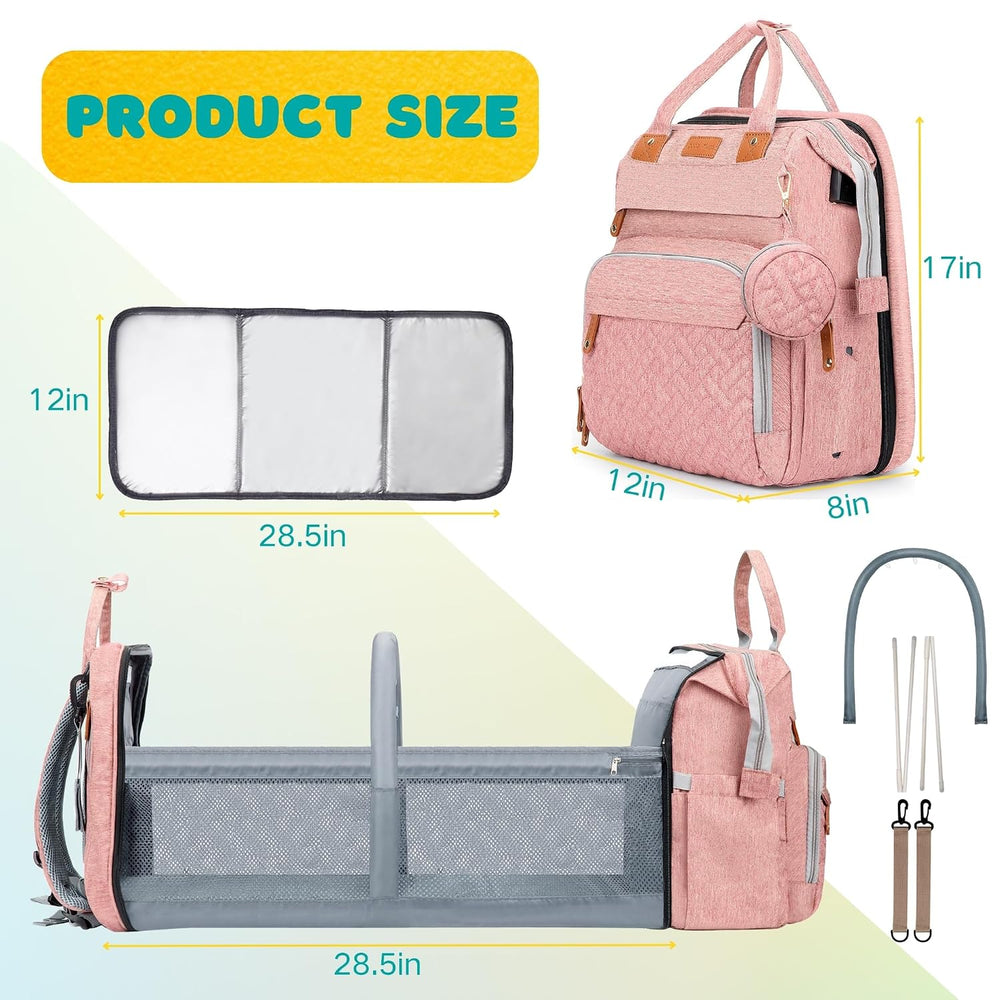 Diaper Bag Backpack with Changing Station, Pink