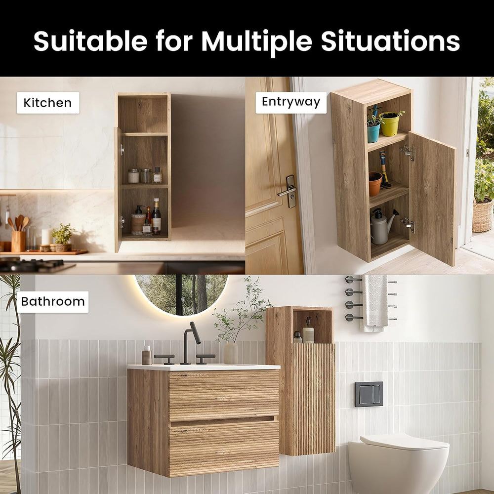 12" Floating Bathroom Storage Cabinet, Modern Bathroom Wall Cabinets wit...