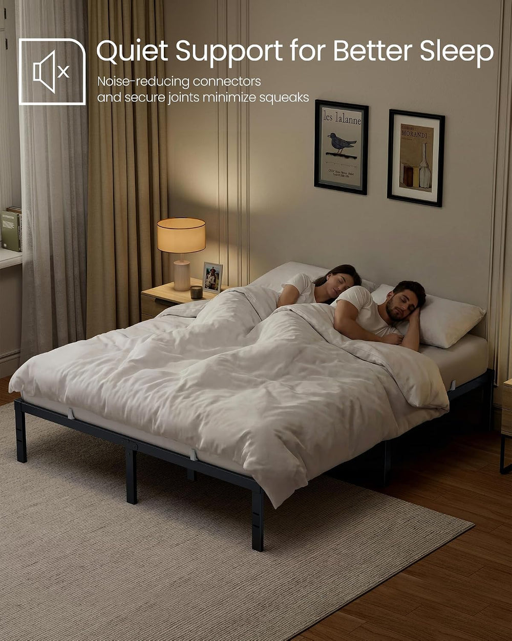 VASAGLE Queen Metal Bed Frame 14 Inches Tall, 1100 lb Weight Capacity