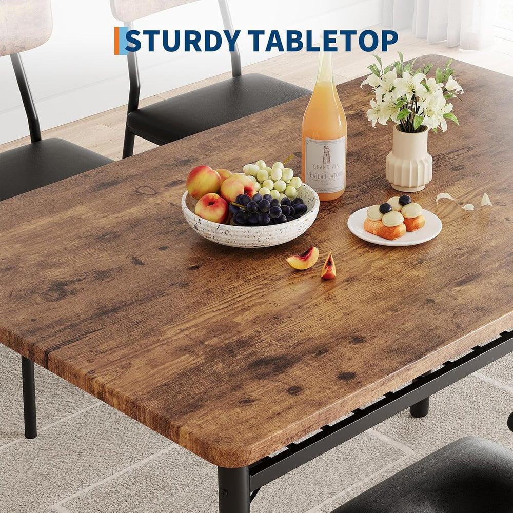 GarveeHome Dining Table Set for 4 with Storage Rack, Brown | 5-Piece Kitchen ...