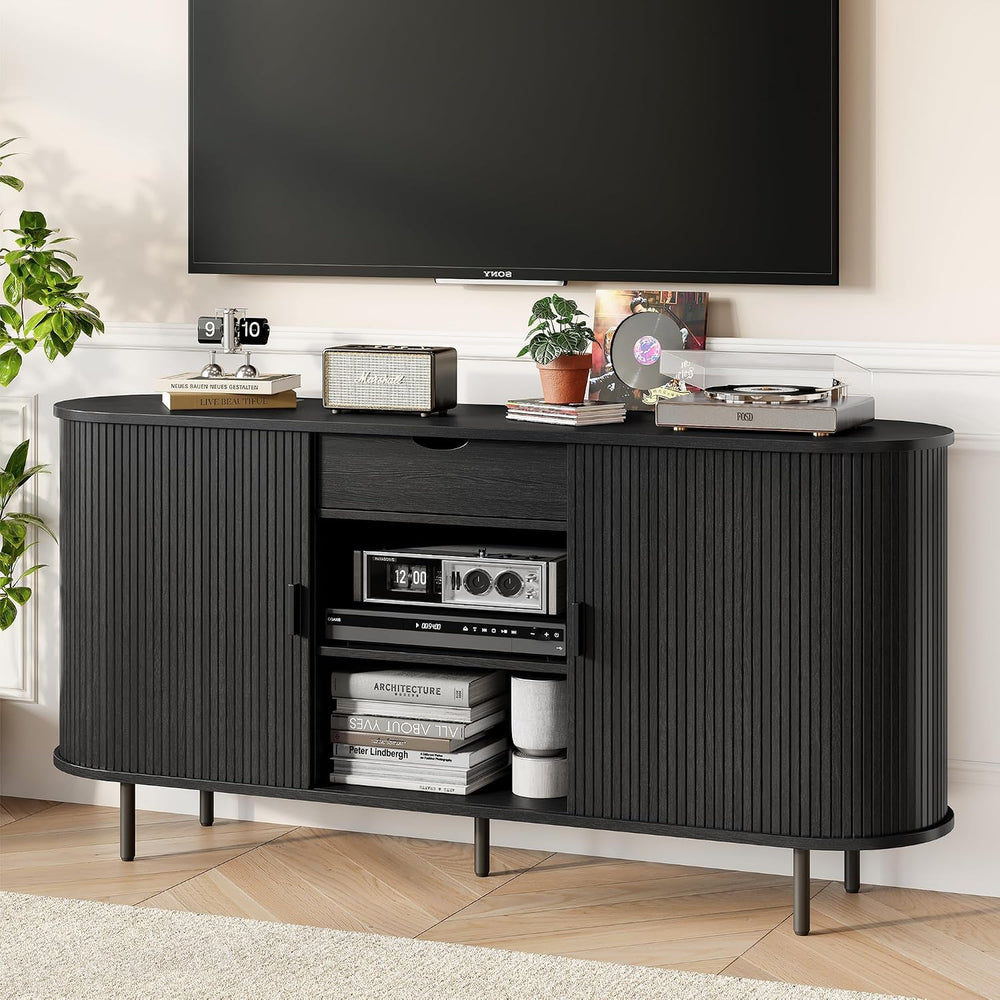 ONBRILL 63'' Fluted Sideboard Buffet Cabinet with Storage, Large Cred...