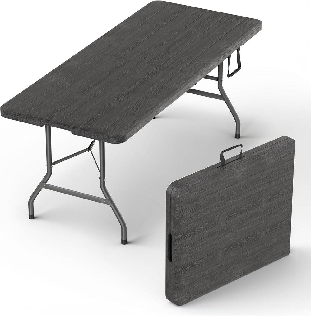 6 Feet Foldable Table with Built in Handle & Steel Legs | 6FT Heavy Duty ...