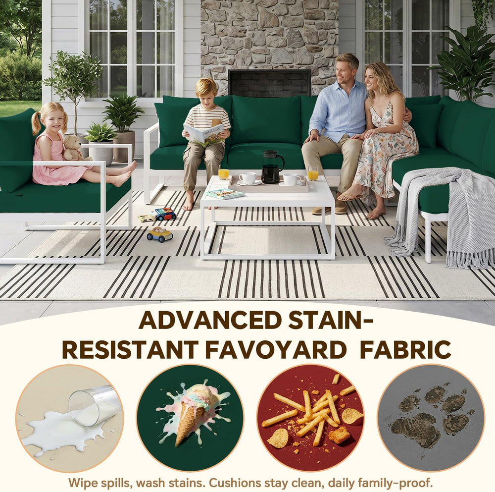 Favoyard Outdoor Chair Cushions Set, Green, 22 x 24 x 4 inch