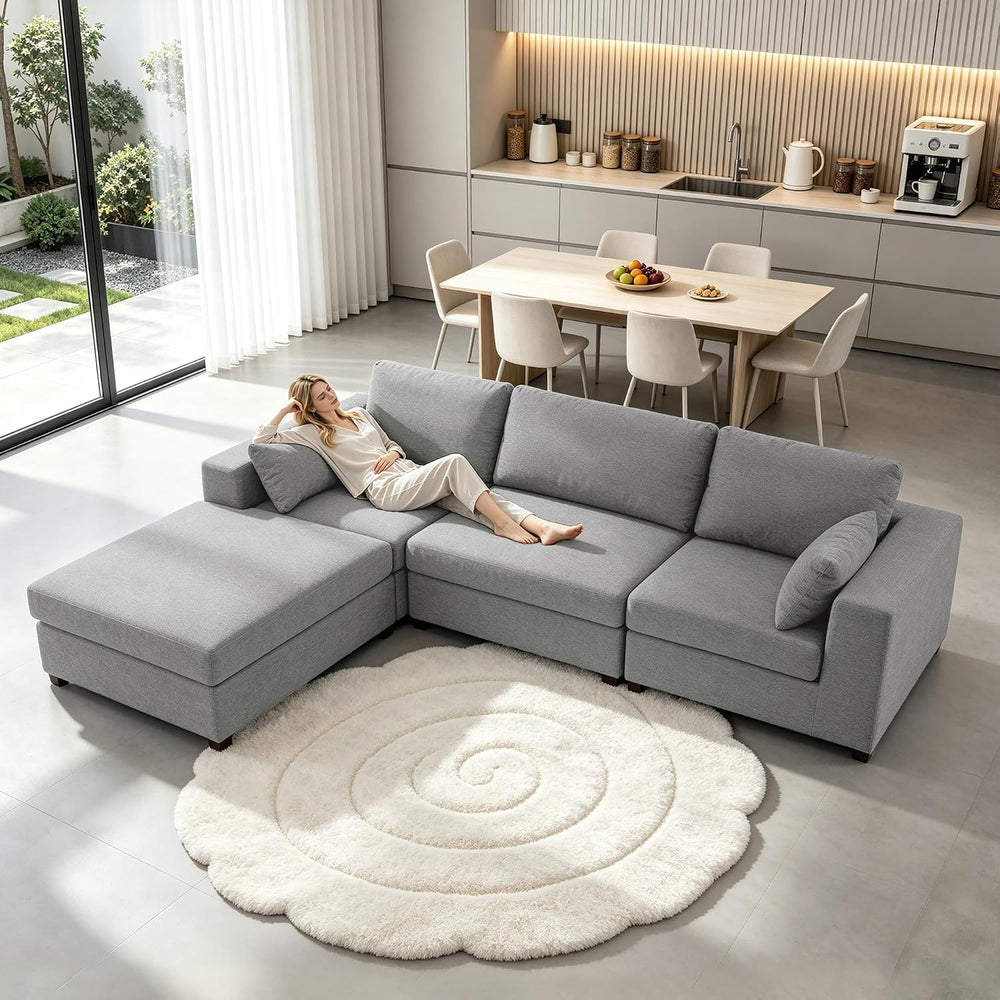 Oversized L Shaped Sectional Couch for Living Room, Extra Wide Deep Seat Couc...