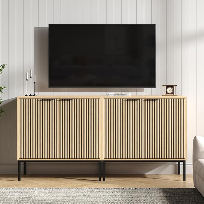 TV Stand for 70" TV, Mid Century Modern 63'' Television Stand, E...