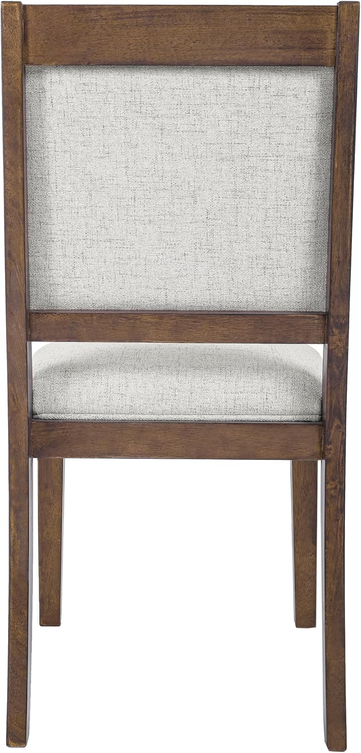HomePop Open Back Upholstered Wood Frame Dining Chairs -Neutral Textured Soli...