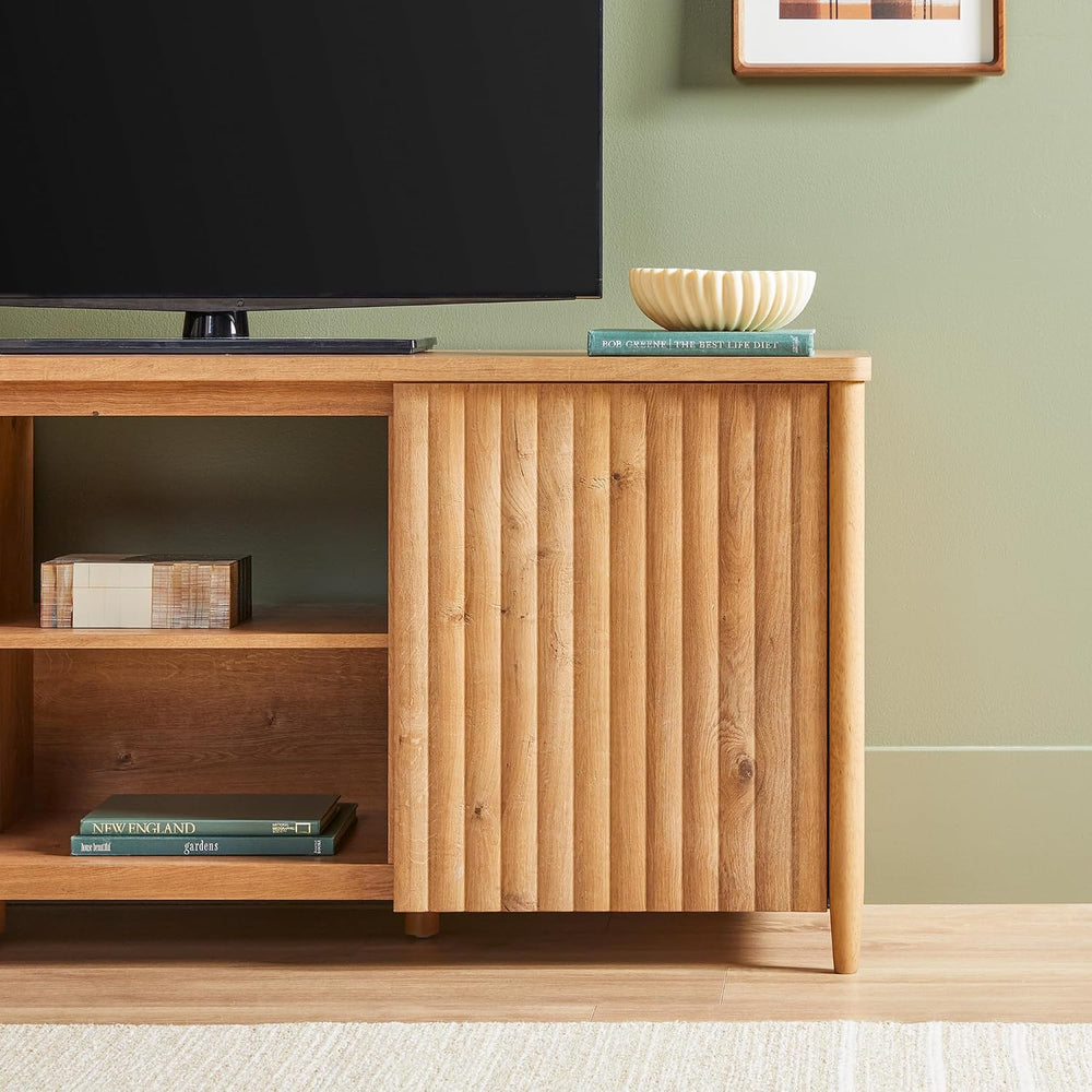 Walker Edison Scandinavian Reeded TV Stand with Storage for up to 70" TV...