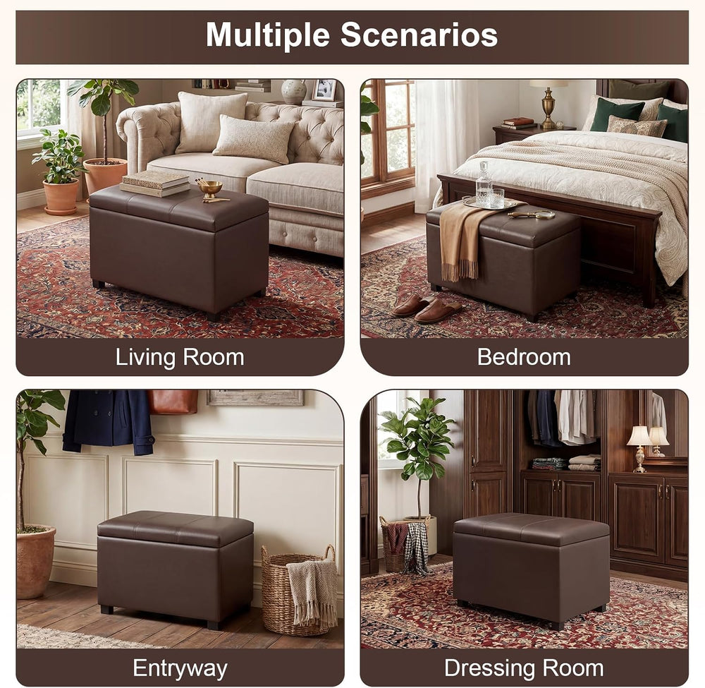 Joveco 24" Leather Storage Ottoman Bench, Rectangle Foot Rest Stool for ...