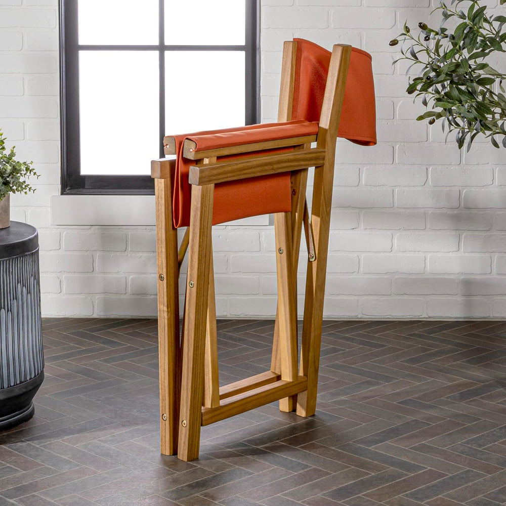 JONATHAN Y Cukor Acacia Wood Folding Director Chair Set of 2, Orange