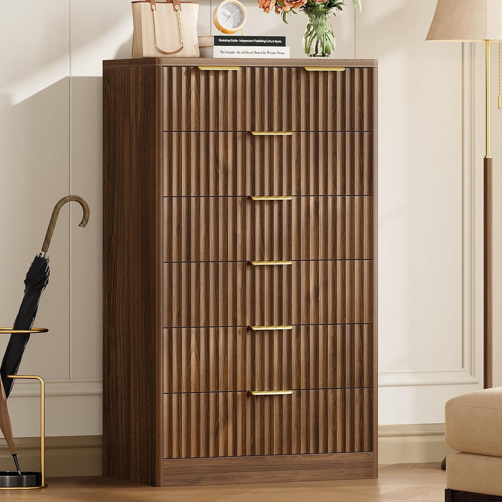 TEENOFN Fluted Dresser for Bedroom with 7 Drawers, 48" Tall Modern Chest...