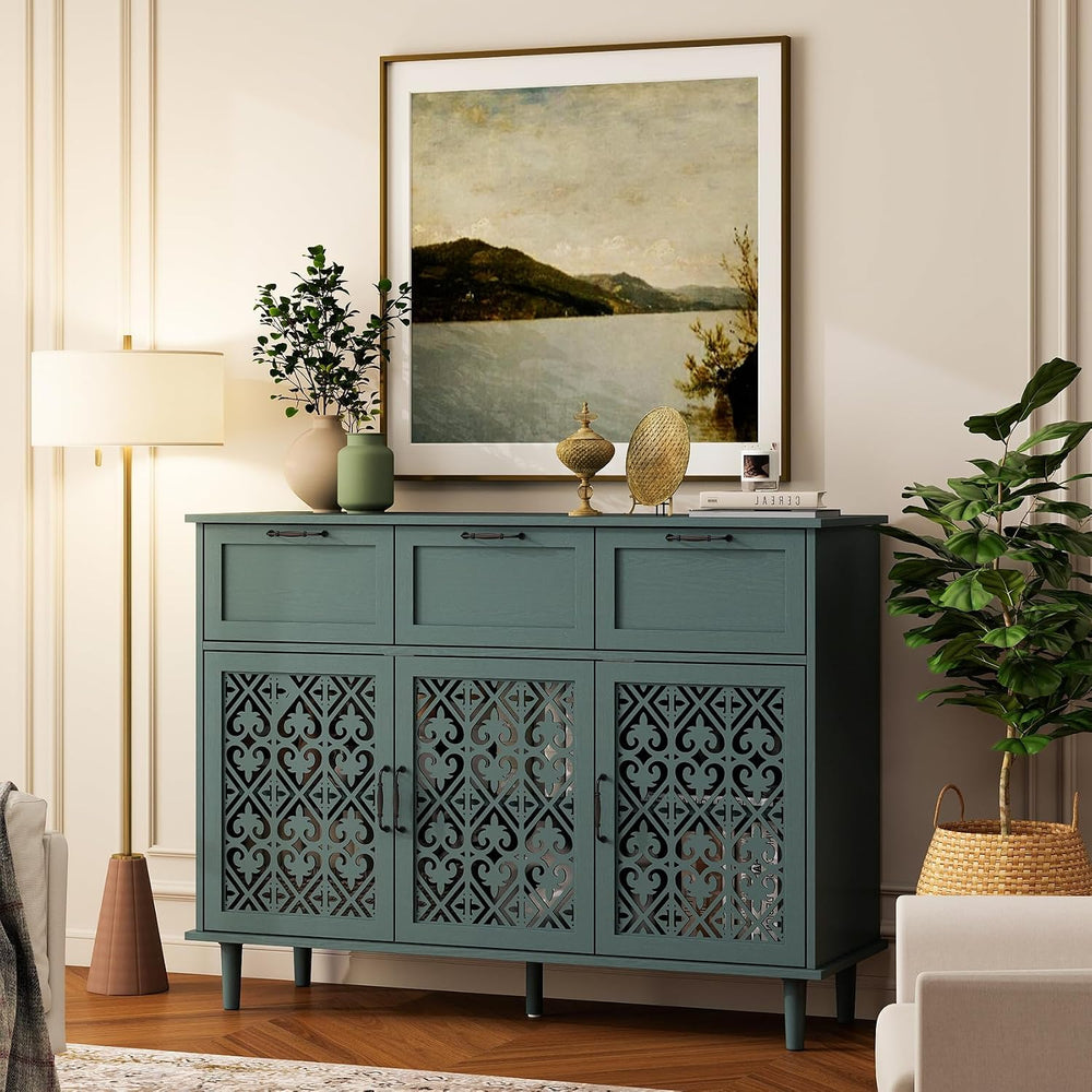 Sideboard Buffet Cabinet with Storage - Accent Storage Cabinet with Hollow Ca...