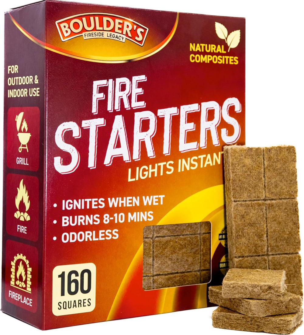 Fire Starter Cubes, 160 pcs - Bulk Pack - Firestarter Squares for Fireplace, ...