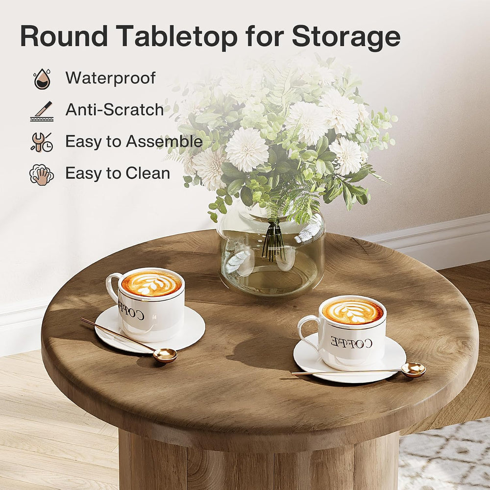 Tribesigns Round Side Table for Living Room, Farmhouse Small End Table with F...