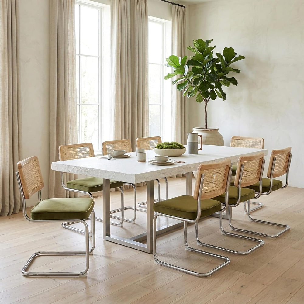 Rattan Dining Chairs Set of 4, Mid-Century Modern Dining Room Chairs with Can...