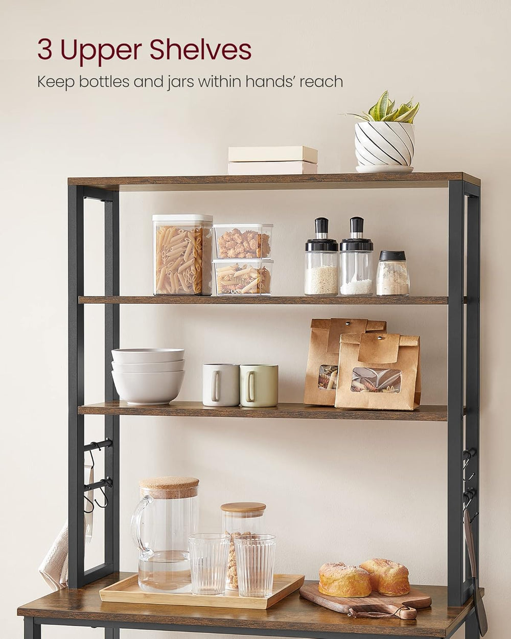 VASAGLE Coffee Bar, 31.5 Inches Baker's Rack for Kitchen with Storage, 6-...