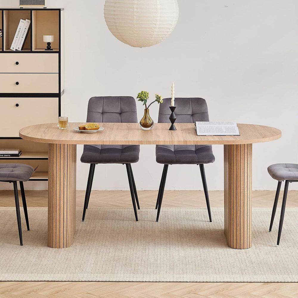 70.8" Modern Dining Table for 6 8 People Farmhouse Kitchen Dinner Table ...
