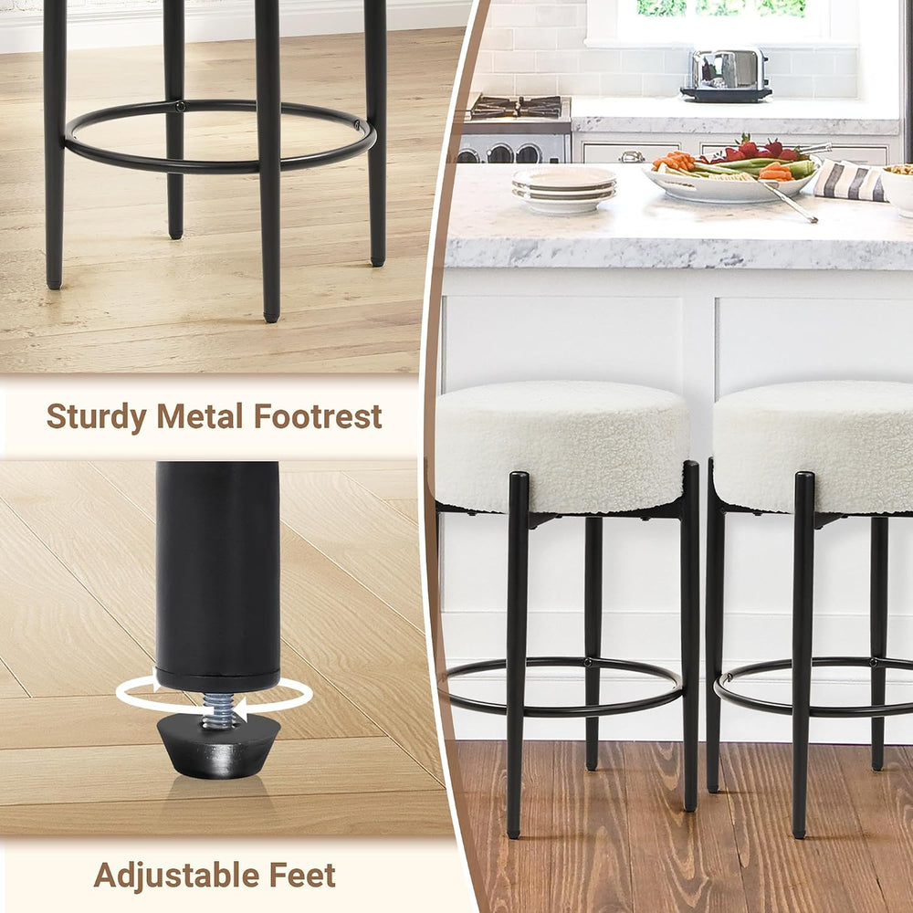 Murago Counter Height Bar Stools, Set of 2, 24" Modern Backless Bar Stoo...