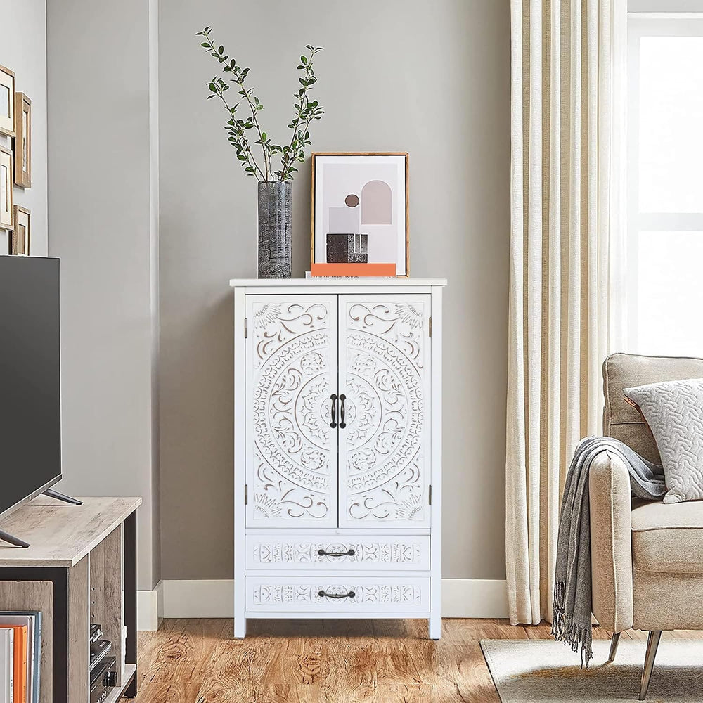 Modern White Storage Cabinet, Rustic Sideboard Pantry Cabinet, for Home Decor...
