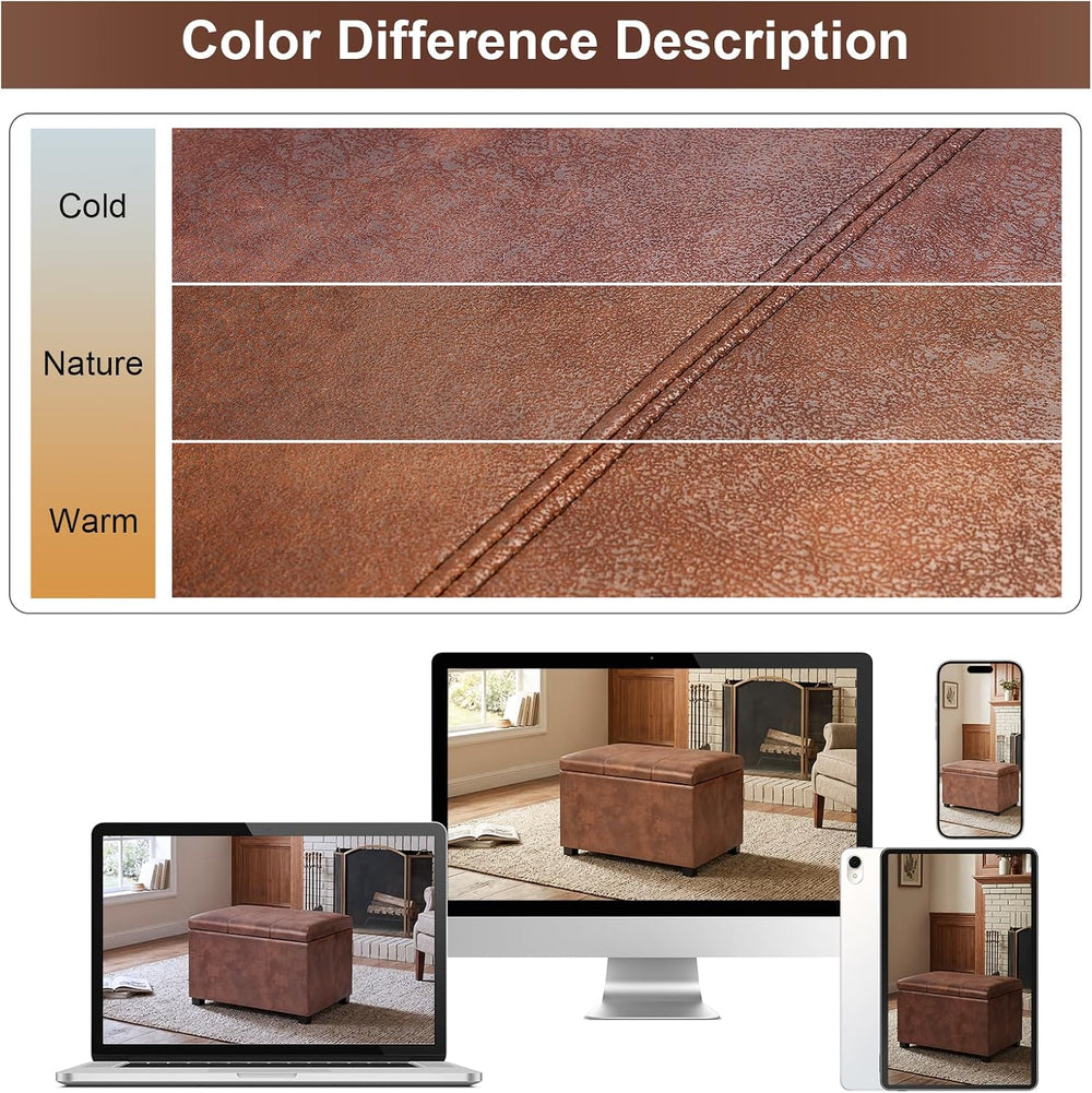 Joveco 24" Leather Storage Ottoman Bench, Rectangle Foot Rest Stool for ...