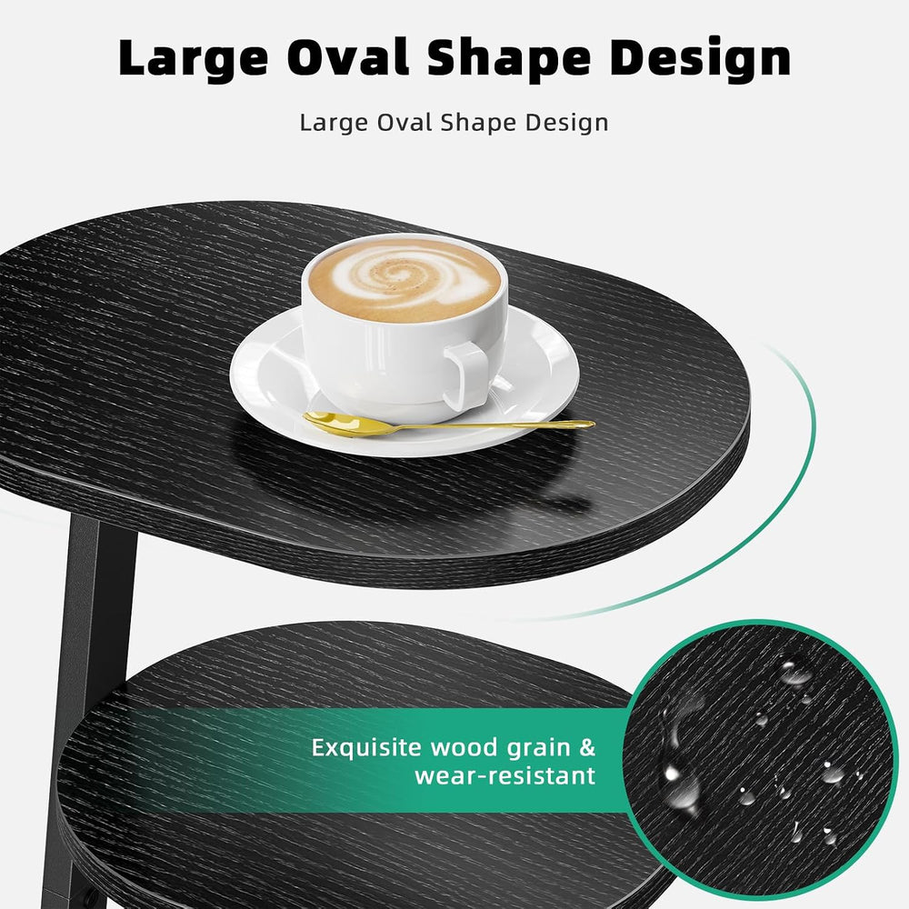 Kalrin Side Table, Small End Table with Metal Frame, 3-Tier Bedside Tables, R...