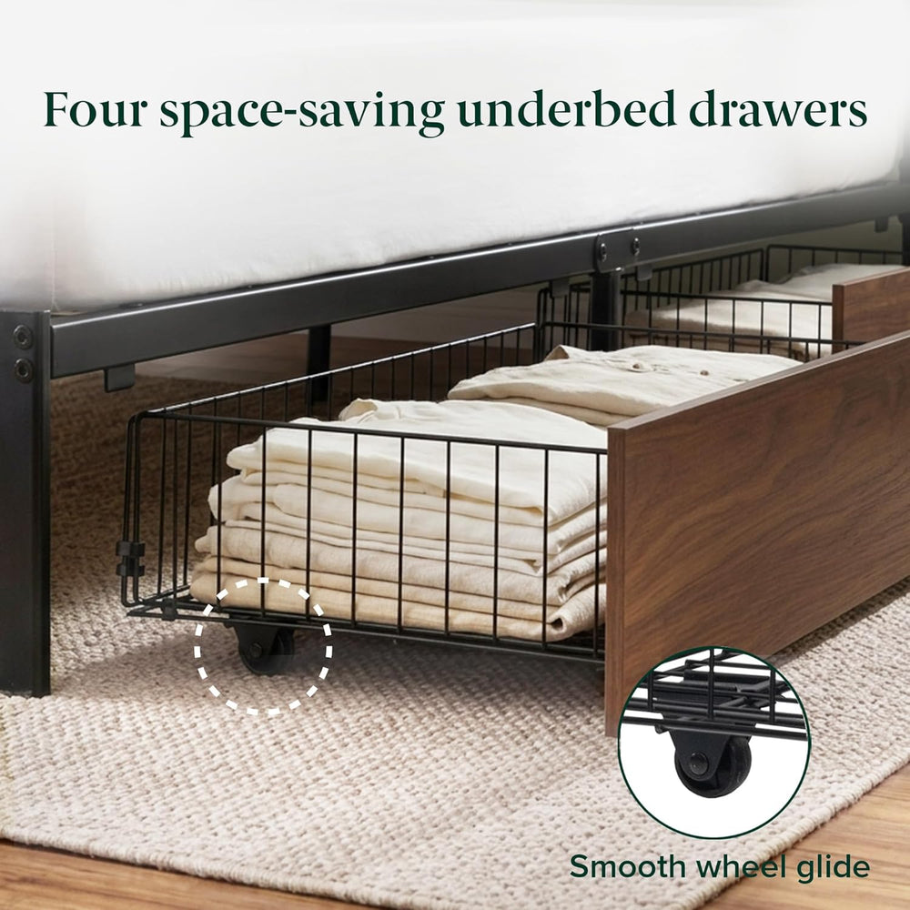 Zinus Kai Platform Bed Frame, Four Underbed Storage Drawers, King