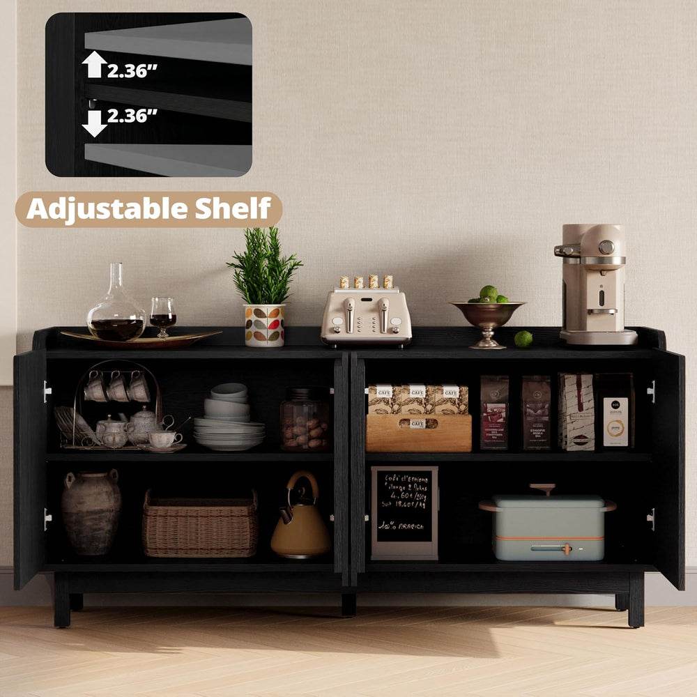 IRONCK Storage Cabinet with Grille Doors, Black