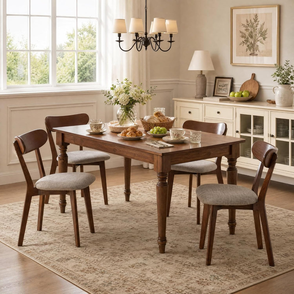 100% Solid Oak Dining Chairs, Mid Century Modern Dining Chair with Curved Bac...