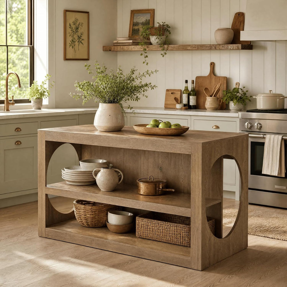 Tribesigns 63-Inch Kitchen Island with Seating and Storage | 3-Tier Farmhouse...