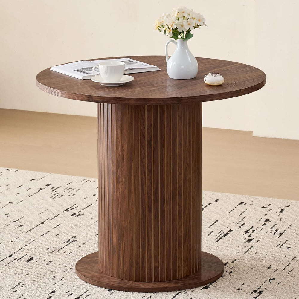 35.5" Round Dining Table for 2, Modern Small Pedestal Kitchen Table, Spa...