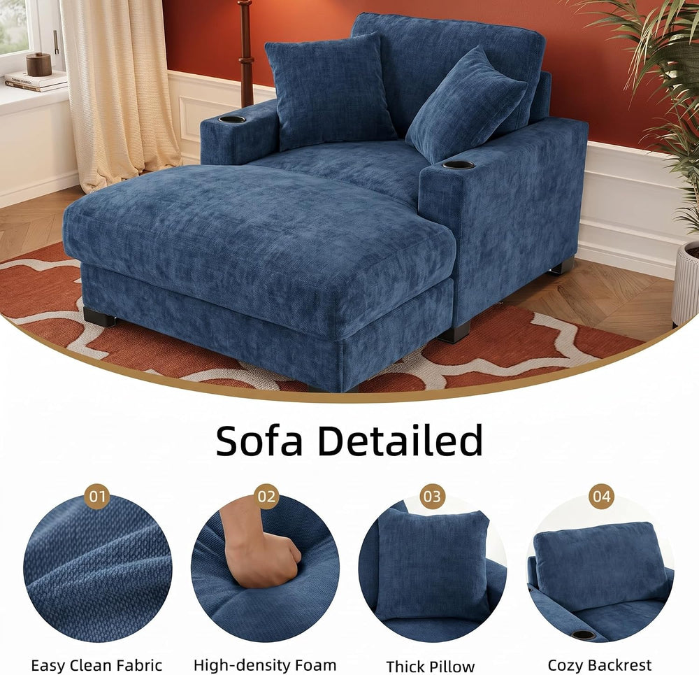 Oversized 60" Chaise Lounge Sofa, Chaise Lounge Recliner with Adjustable...