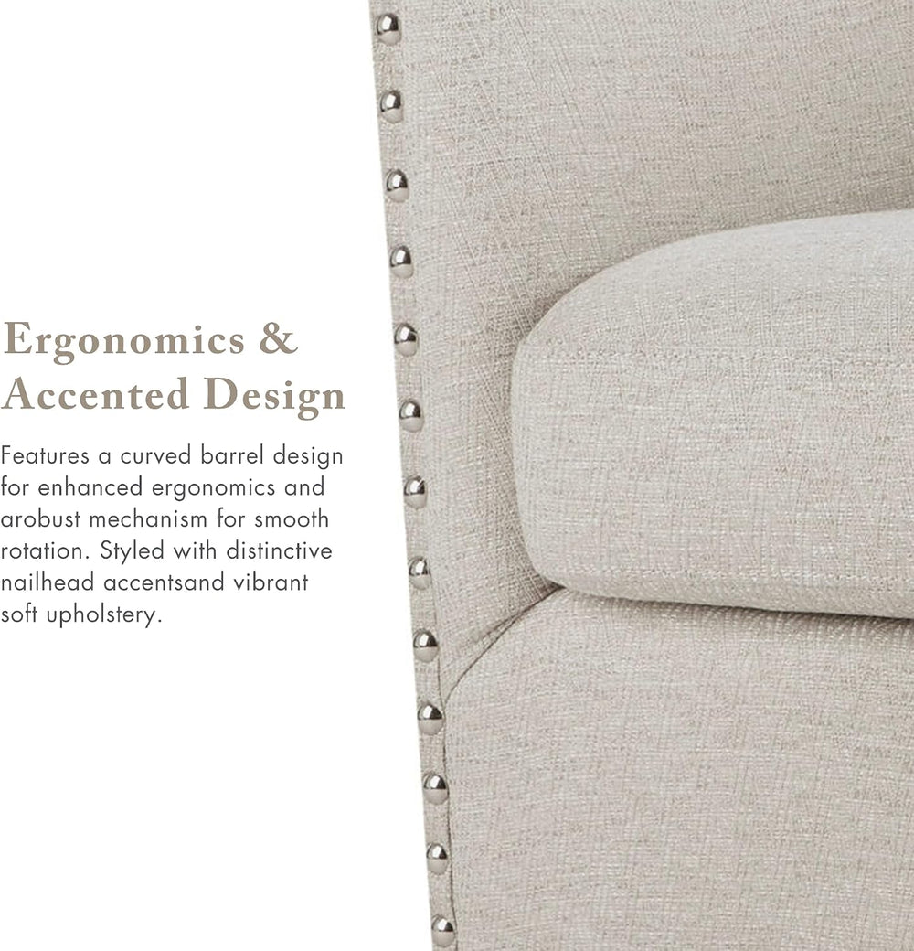 Madison Park Swivel Barrel Accent Chair, Upholstered Curved Back with 7-Inch ...