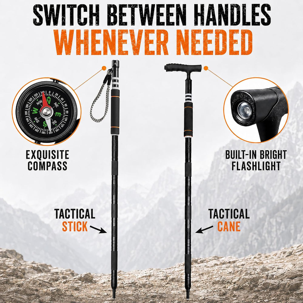 15-in-1 Tactical Hiking Stick, Aluminum Survival Walking Stick Self Defense