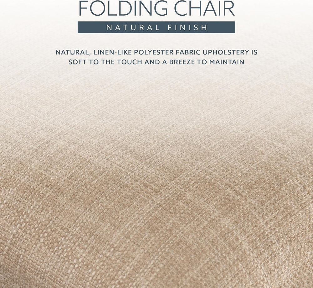 Bennett Natural Folding Chair with Rope Back and Linen Upholstered Seat Set o...