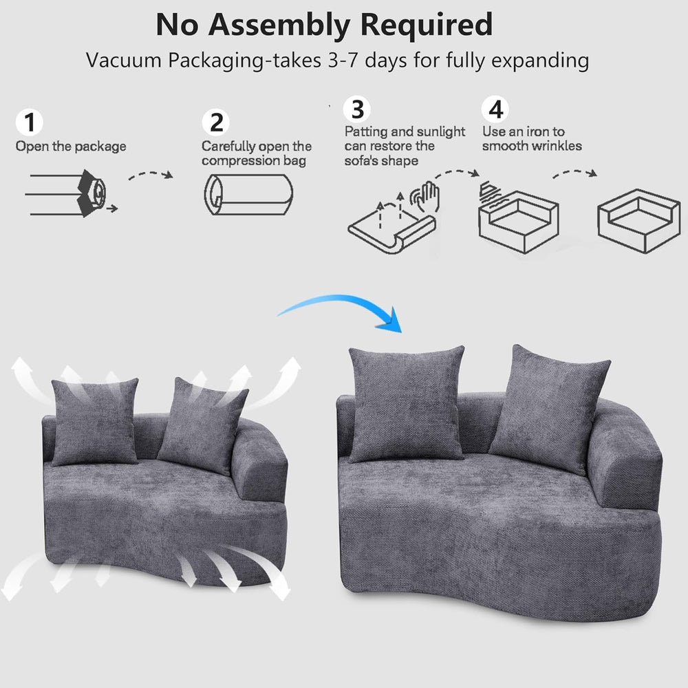 L Shaped Single Sofa, Modern Comfy Chenille Fabric Loveseat Couch, No Assembl...