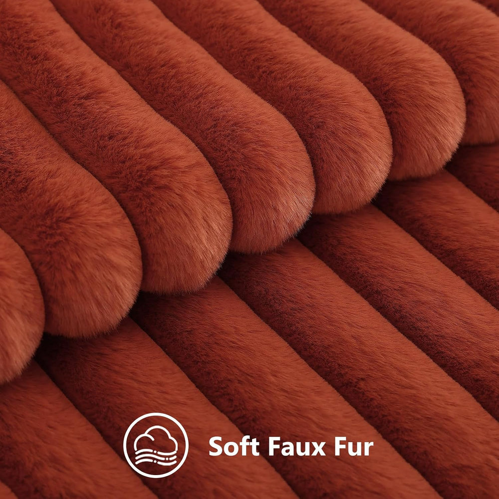 decorUhome Fall Faux Fur Throw Pillow Covers 26x26 Set of 2 Rust