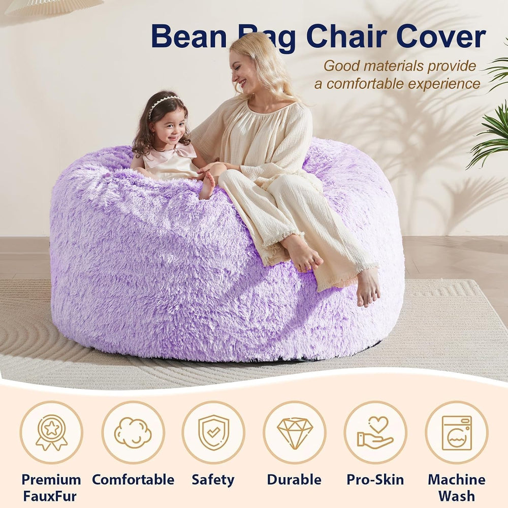 5FT Bean Bag Cover for Stuffed Animals Machine Washable, Gaming Bean Bag Chai...
