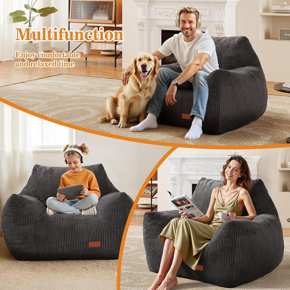 Big Bean Bag Chair for Adults, Ultra Soft BeanBag for Living Room | Stuffed B...
